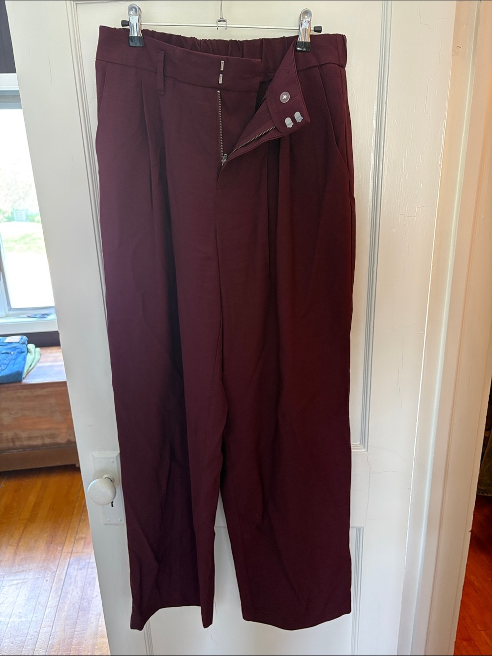 a new day Wide Leg Pleated Pants in Burgundy
